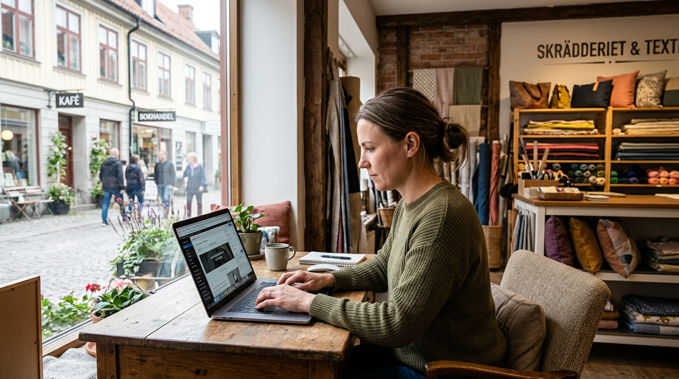 Småföretagare uppdaterar sin hemsida med teknik och inspiration
