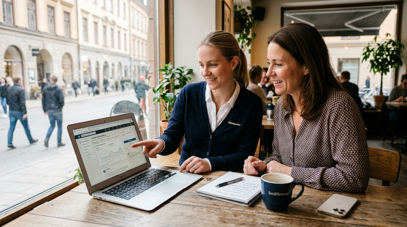 En person jobbar med linkedin marknadsföring på en laptop